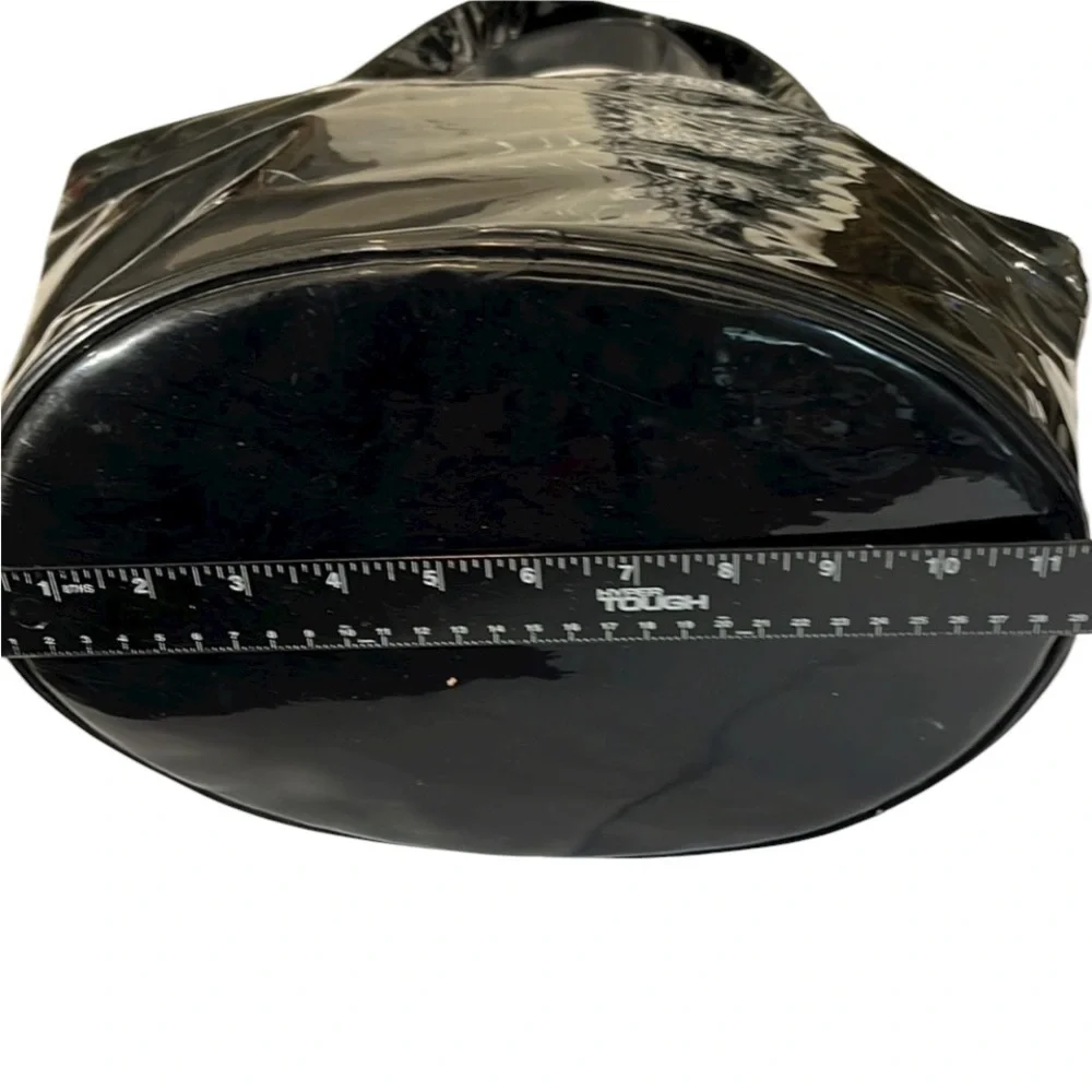 Elizabeth Arden large black patent leather tote bag 2 handles